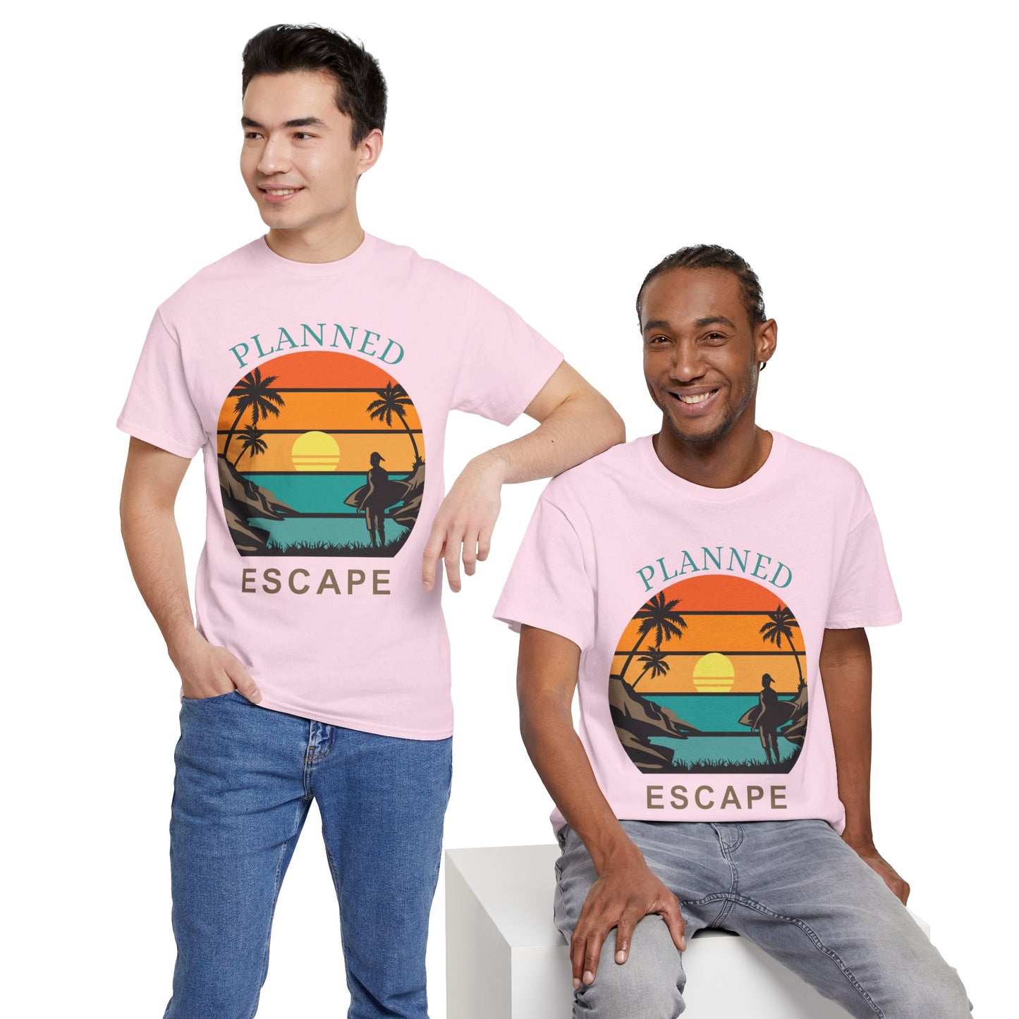 Planned Escape Unisex Heavy Cotton Tee - Perfect for Beach Lovers and Vacation Vibes