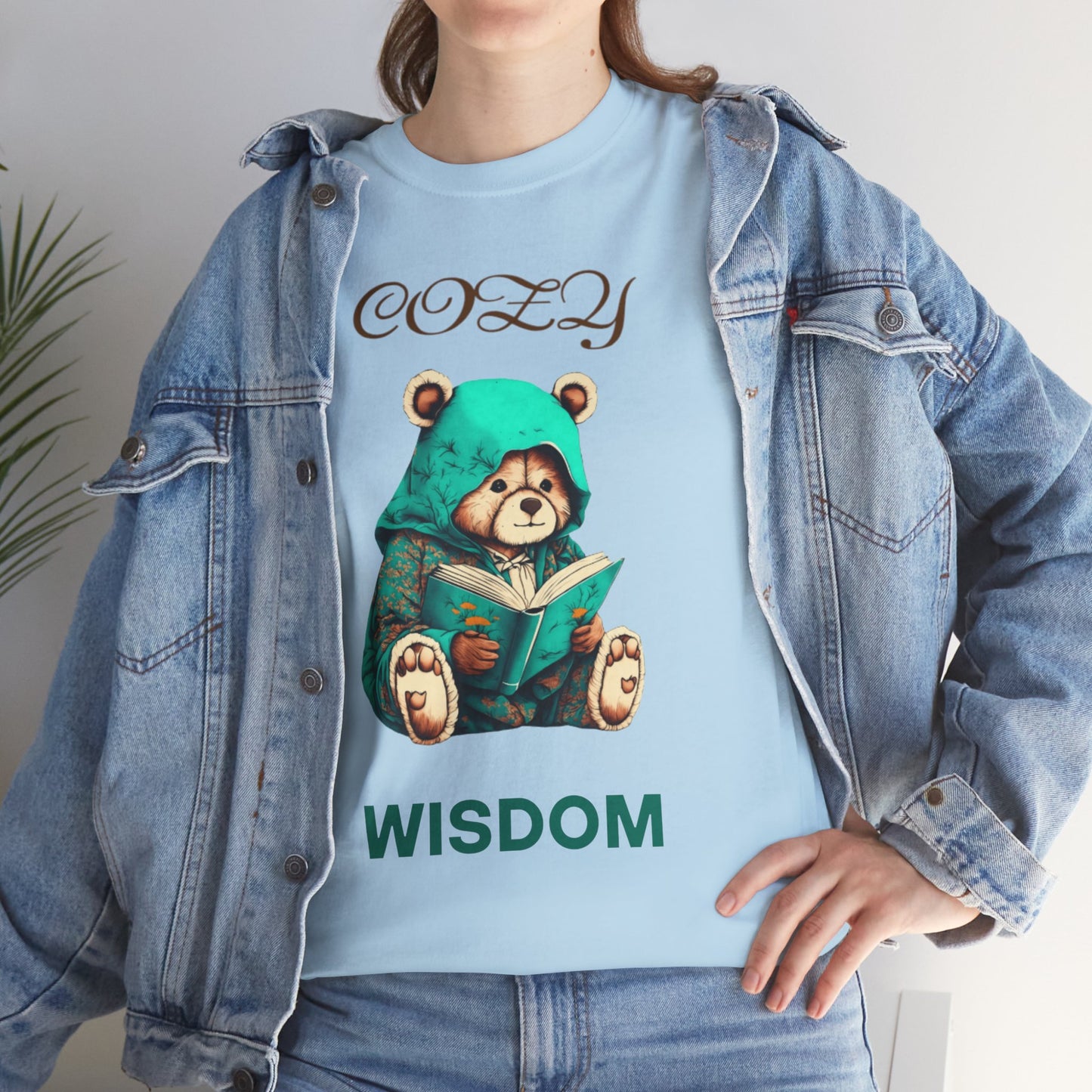 Cozy Wisdom Bear Tee | Unisex Heavy Cotton, Cute Animal Shirt, Perfect Gift for Book Lovers, Relaxed Vibe, Casual Style