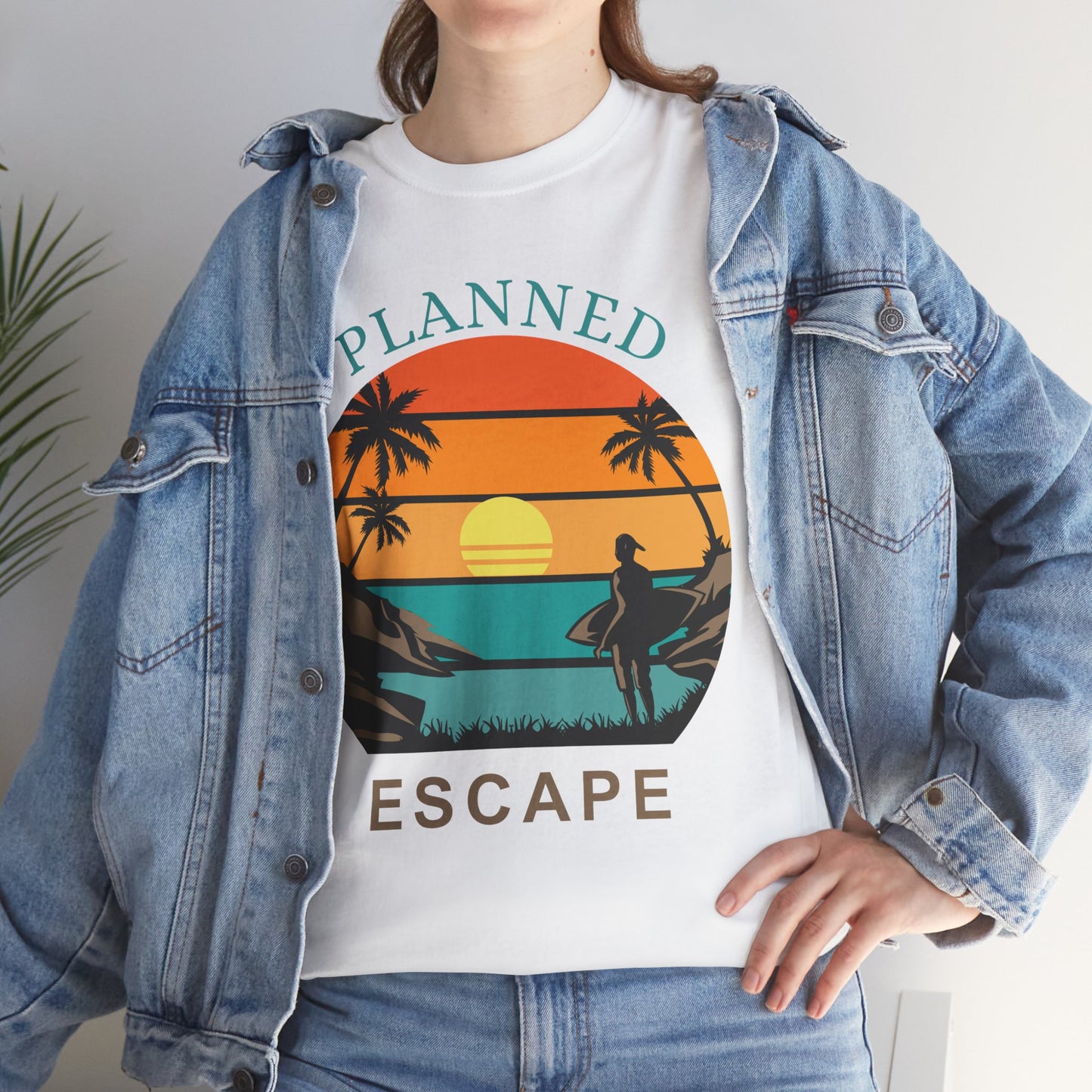Planned Escape Unisex Heavy Cotton Tee - Perfect for Beach Lovers and Vacation Vibes
