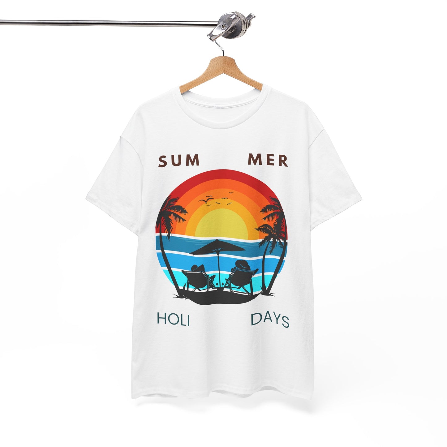 Summer Holidays Unisex Heavy Cotton Tee - Beach Vibes Graphic Shirt