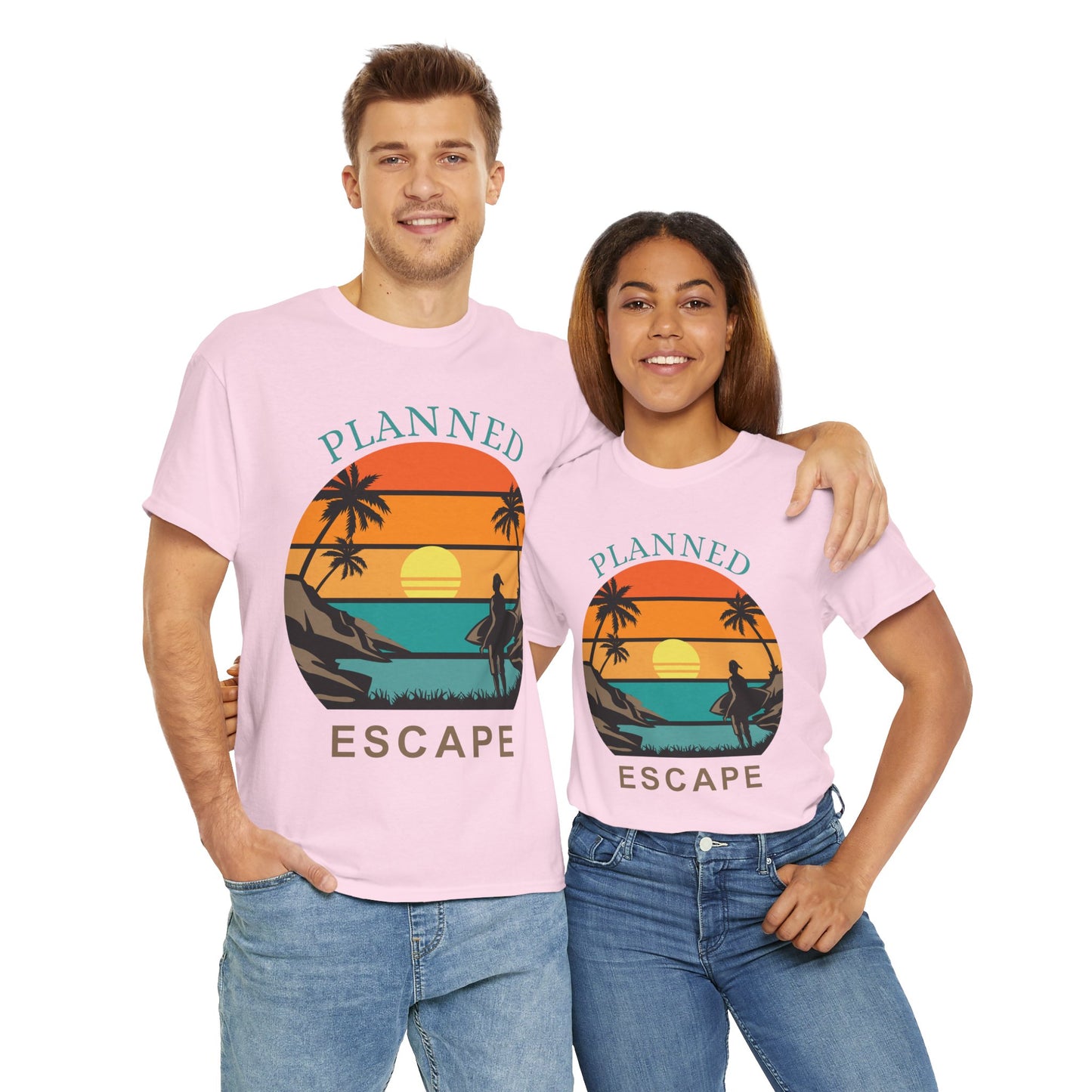 Planned Escape Unisex Heavy Cotton Tee - Perfect for Beach Lovers and Vacation Vibes