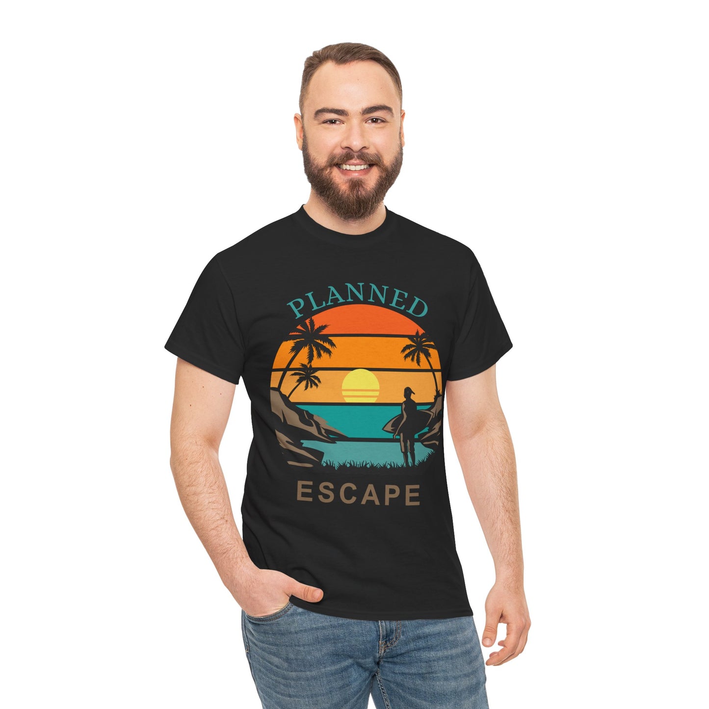 Planned Escape Unisex Heavy Cotton Tee - Perfect for Beach Lovers and Vacation Vibes