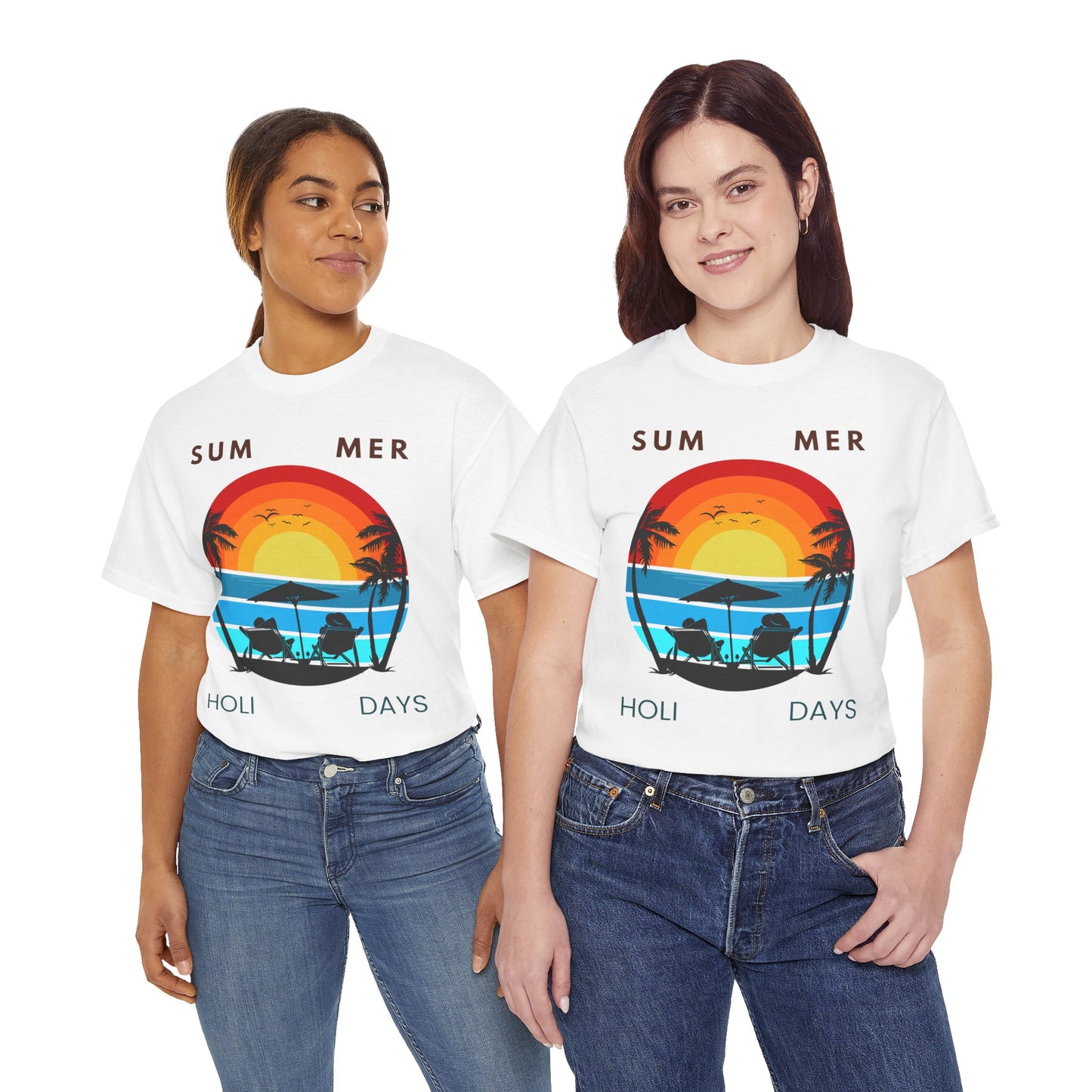 Summer Holidays Unisex Heavy Cotton Tee - Beach Vibes Graphic Shirt