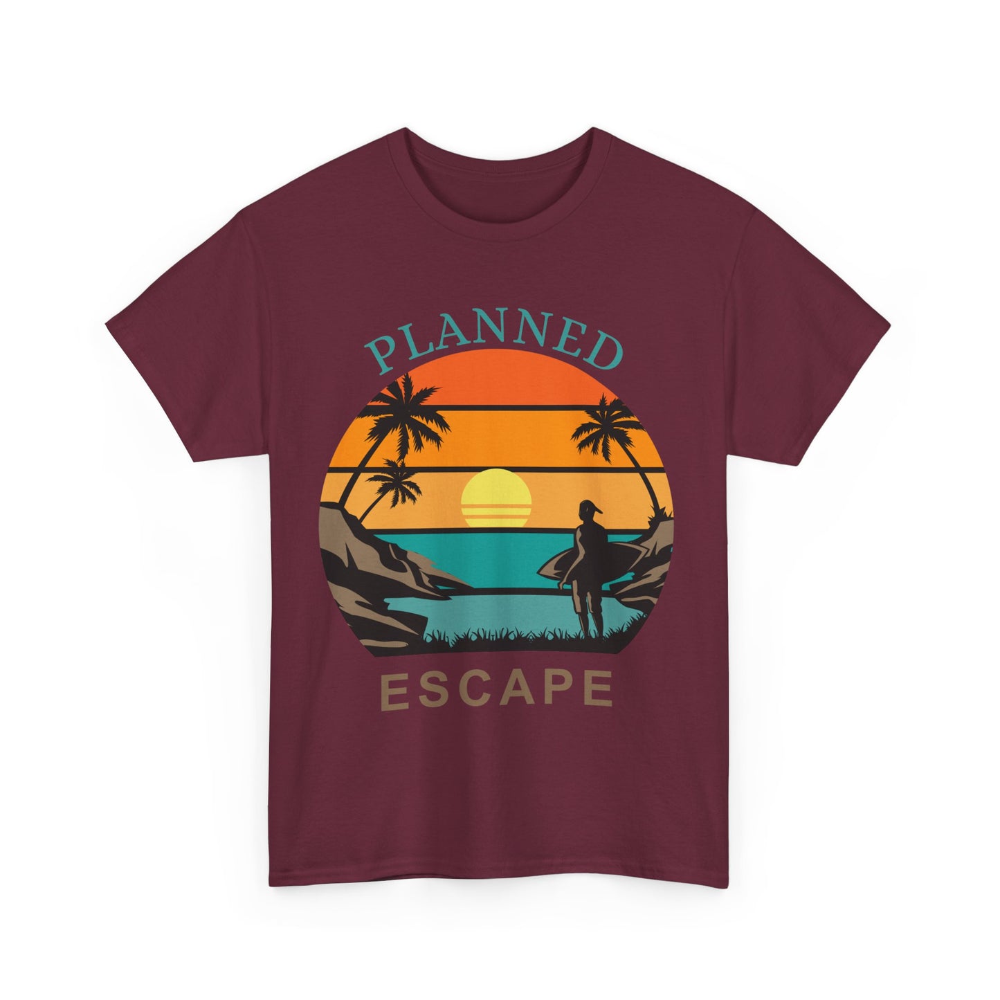 Planned Escape Unisex Heavy Cotton Tee - Perfect for Beach Lovers and Vacation Vibes