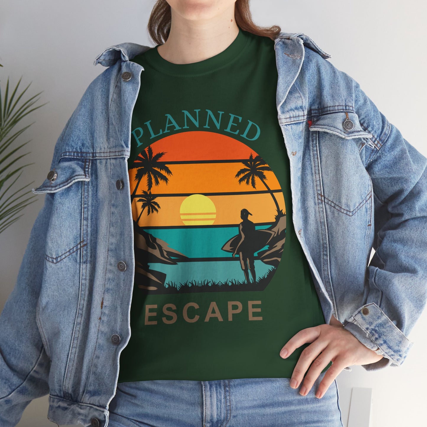 Planned Escape Unisex Heavy Cotton Tee - Perfect for Beach Lovers and Vacation Vibes