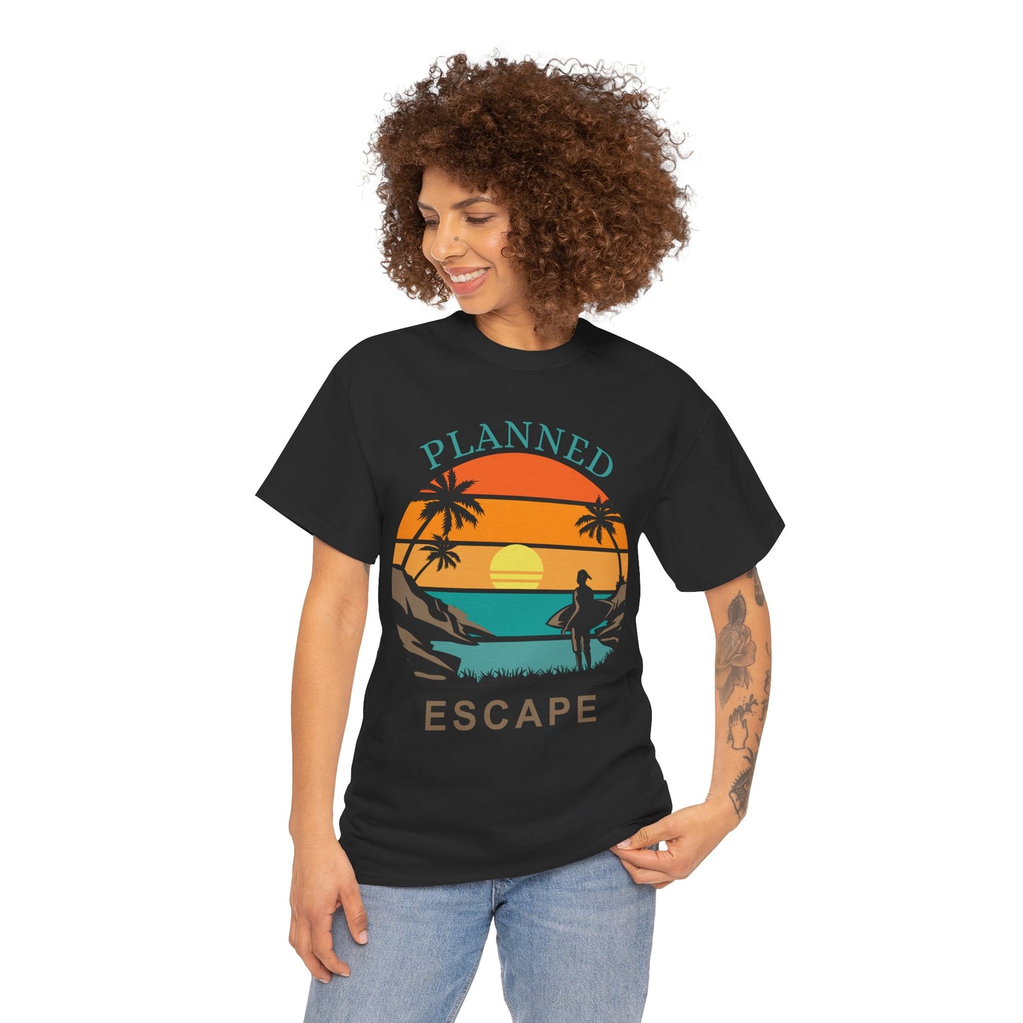 Planned Escape Unisex Heavy Cotton Tee - Perfect for Beach Lovers and Vacation Vibes