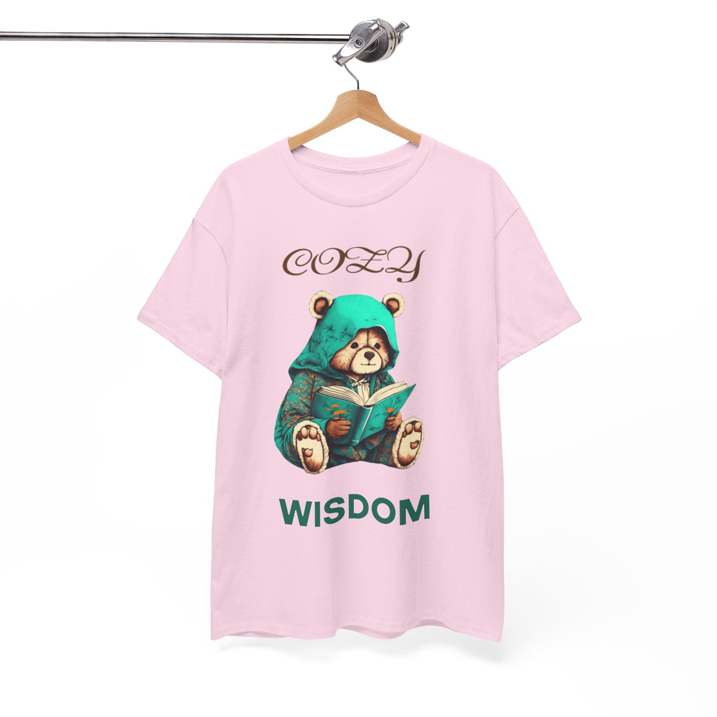 Cozy Wisdom Bear Tee | Unisex Heavy Cotton, Cute Animal Shirt, Perfect Gift for Book Lovers, Relaxed Vibe, Casual Style