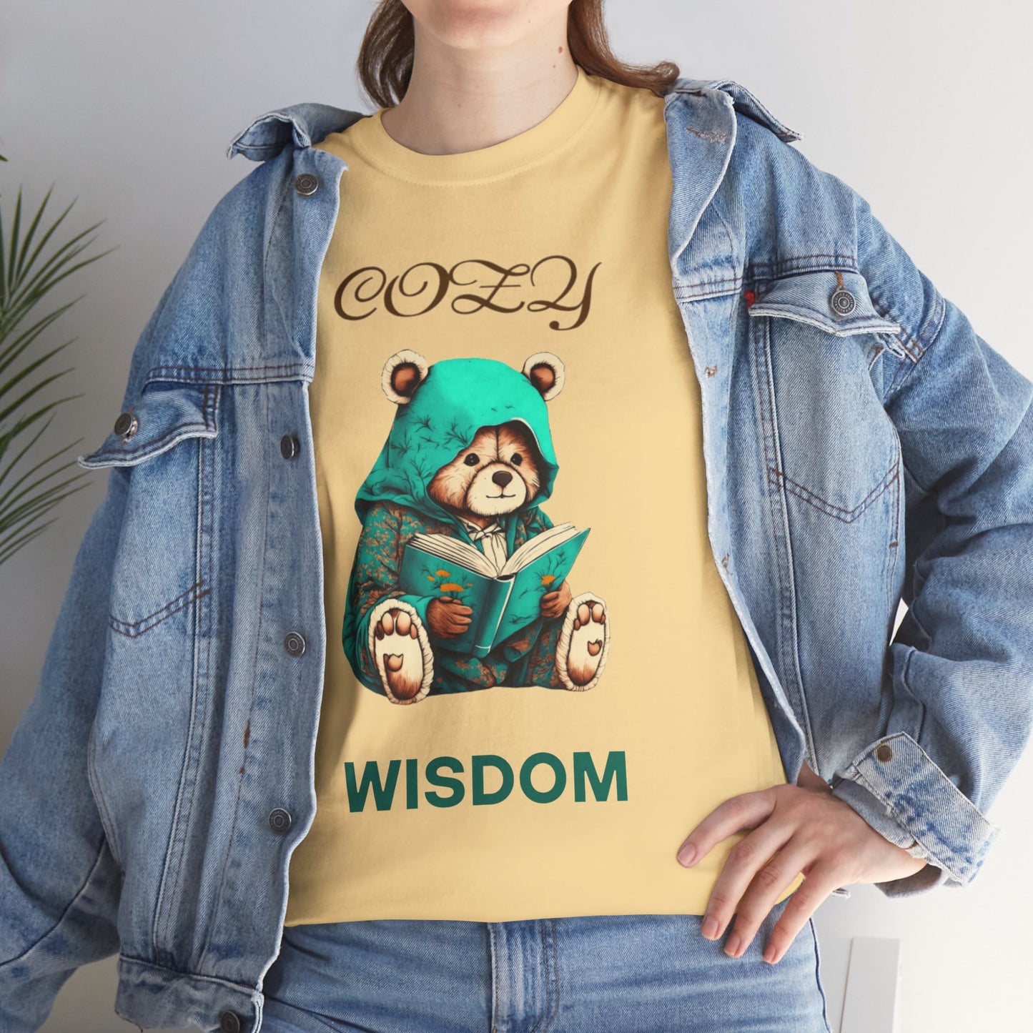 Cozy Wisdom Bear Tee | Unisex Heavy Cotton, Cute Animal Shirt, Perfect Gift for Book Lovers, Relaxed Vibe, Casual Style
