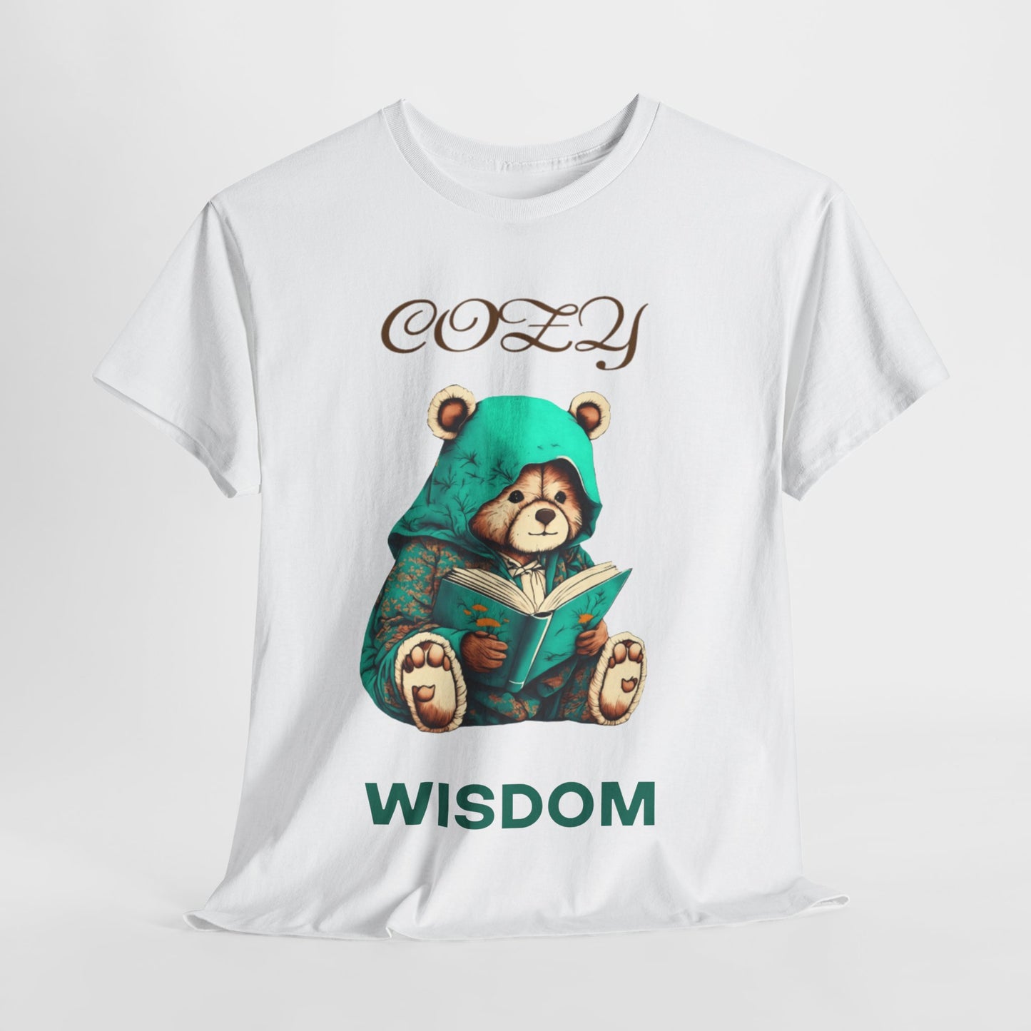 Cozy Wisdom Bear Tee | Unisex Heavy Cotton, Cute Animal Shirt, Perfect Gift for Book Lovers, Relaxed Vibe, Casual Style
