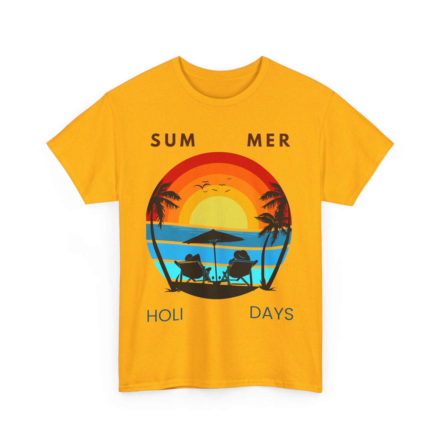 Summer Holidays Unisex Heavy Cotton Tee - Beach Vibes Graphic Shirt