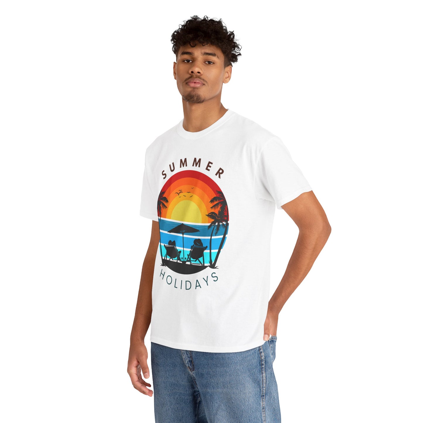 Summer Holidays Unisex Heavy Cotton Tee - Relaxing Beach Vibes Shirt