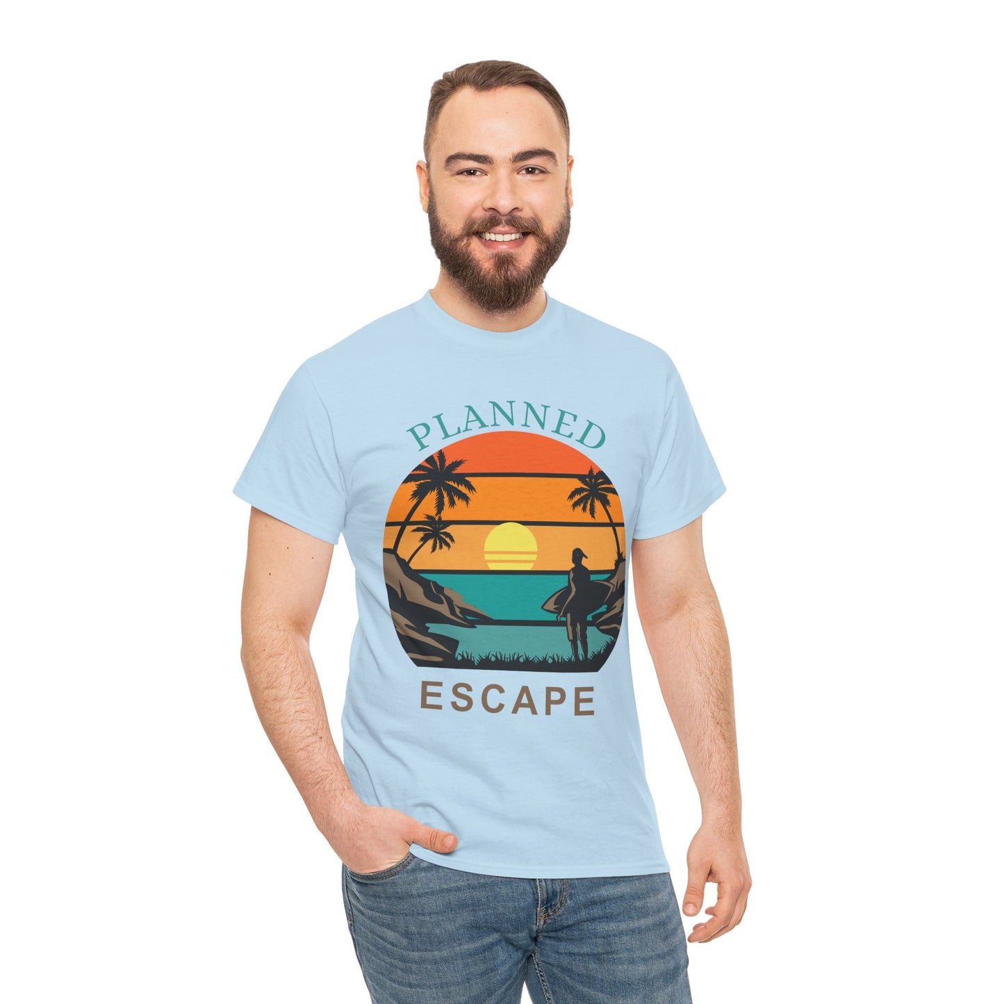 Planned Escape Unisex Heavy Cotton Tee - Perfect for Beach Lovers and Vacation Vibes