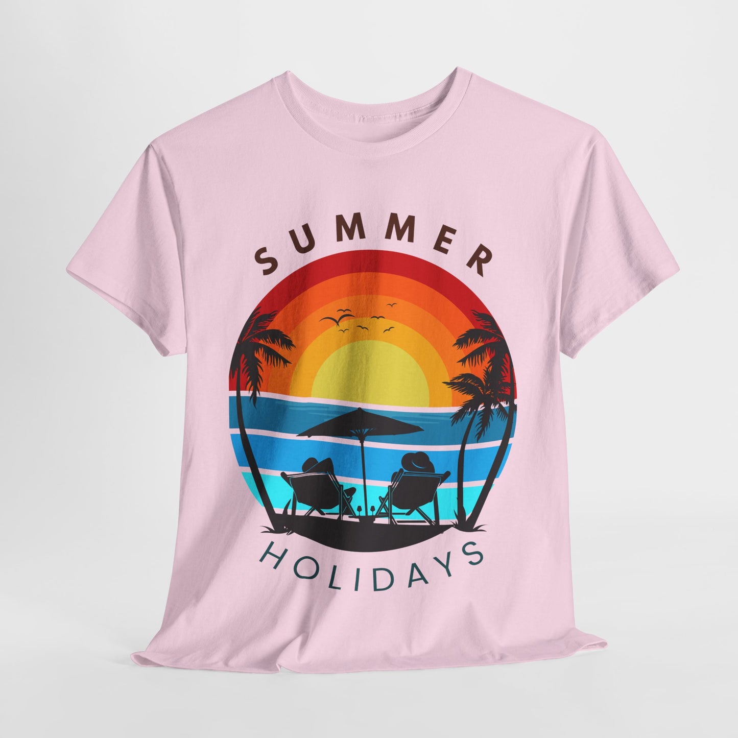 Summer Holidays Unisex Heavy Cotton Tee - Relaxing Beach Vibes Shirt