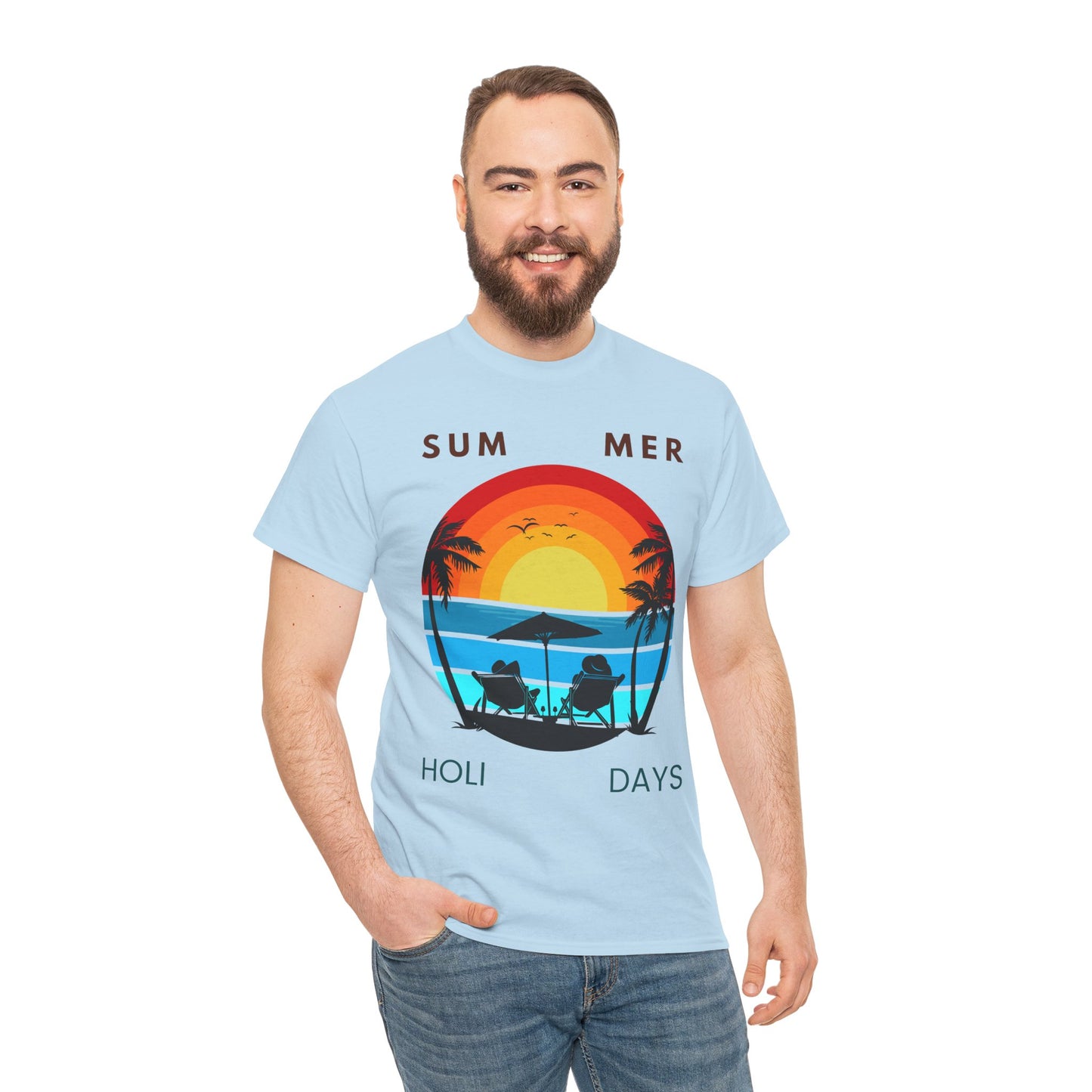 Summer Holidays Unisex Heavy Cotton Tee - Beach Vibes Graphic Shirt