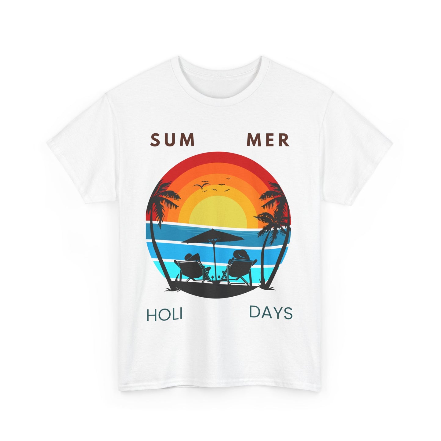 Summer Holidays Unisex Heavy Cotton Tee - Beach Vibes Graphic Shirt