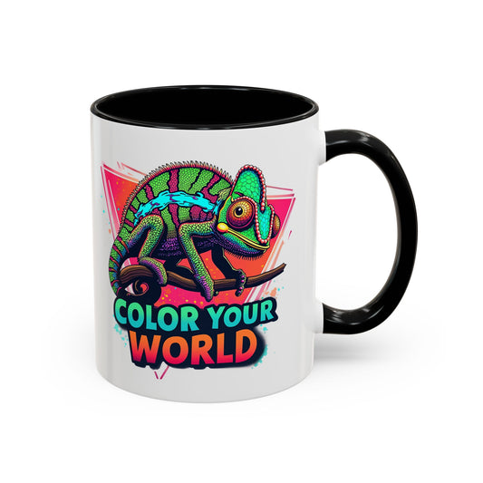 Vibrant Color Your World Coffee Mug - Fun Chameleon Design for Creative Souls