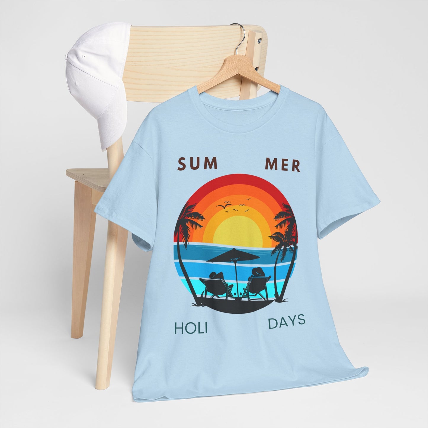 Summer Holidays Unisex Heavy Cotton Tee - Beach Vibes Graphic Shirt