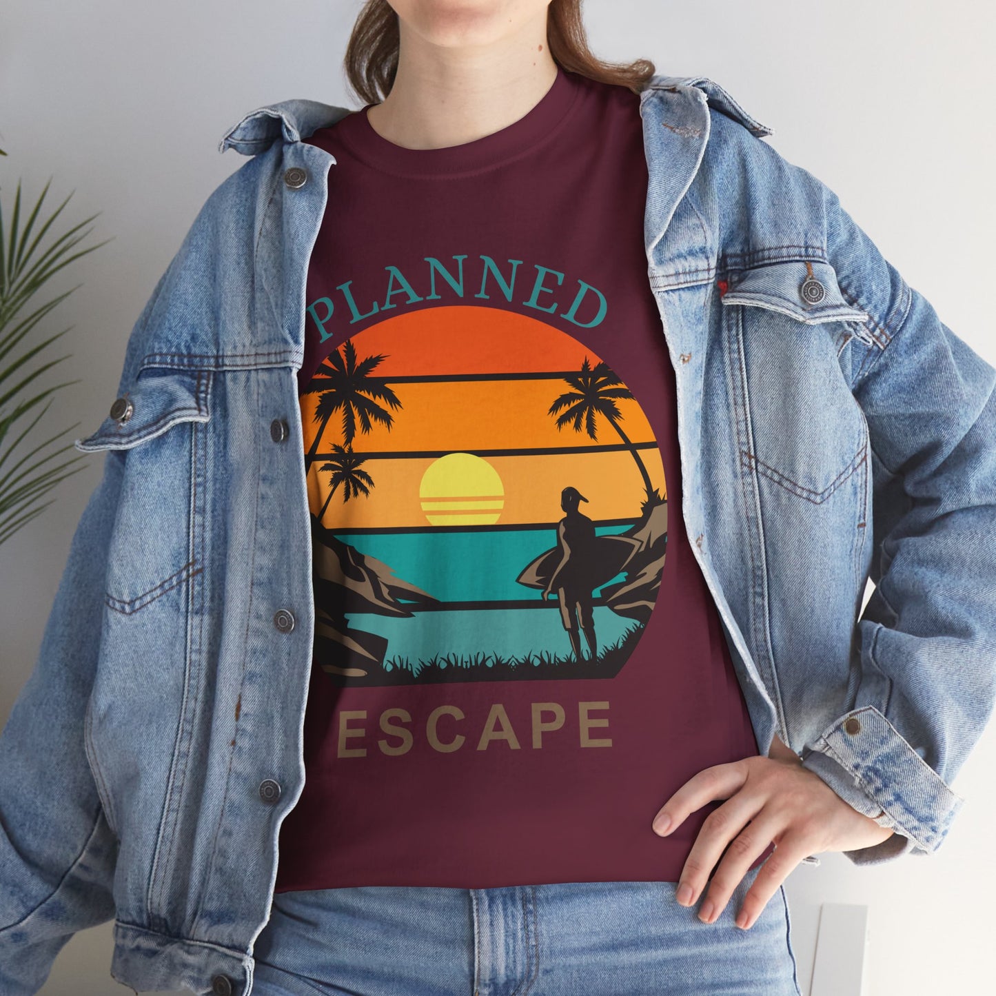 Planned Escape Unisex Heavy Cotton Tee - Perfect for Beach Lovers and Vacation Vibes