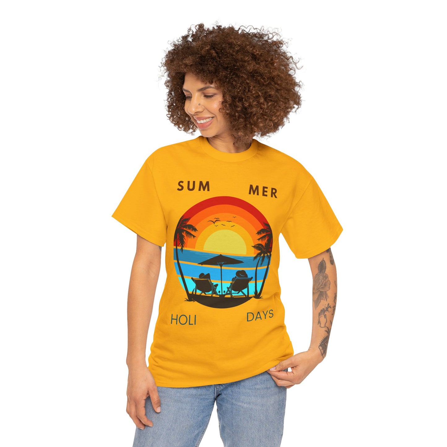 Summer Holidays Unisex Heavy Cotton Tee - Beach Vibes Graphic Shirt