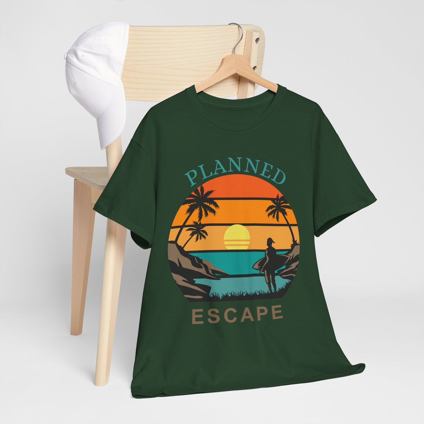 Planned Escape Unisex Heavy Cotton Tee - Perfect for Beach Lovers and Vacation Vibes