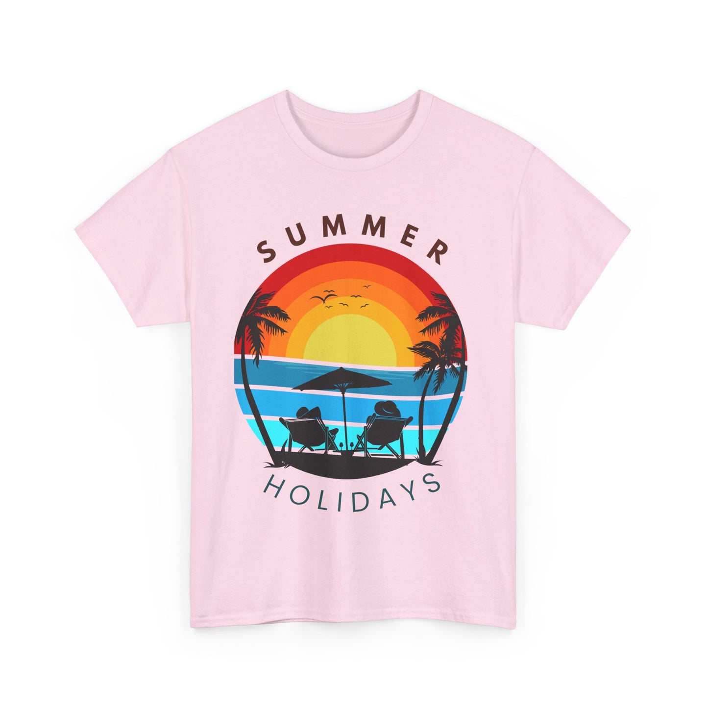 Summer Holidays Unisex Heavy Cotton Tee - Relaxing Beach Vibes Shirt