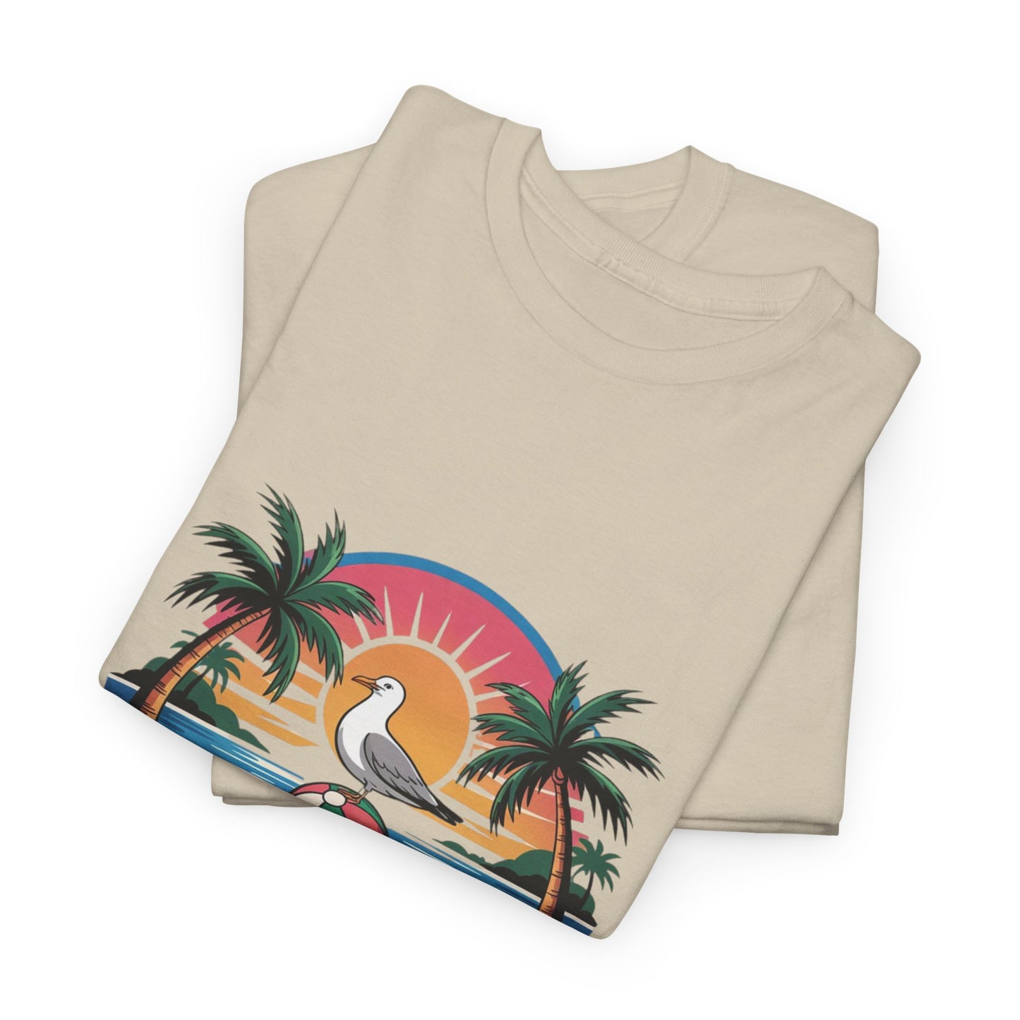 Summer 2025 Unisex Heavy Cotton Tee - Beach Vibes Graphic T-Shirt