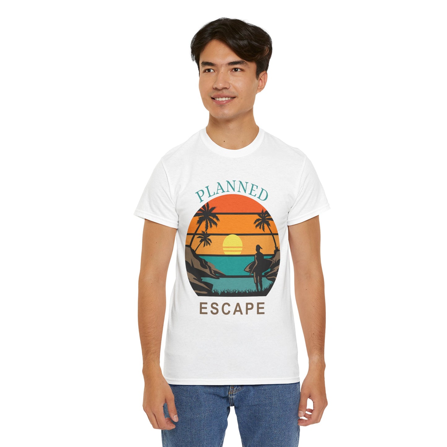 Planned Escape Unisex Heavy Cotton Tee - Perfect for Beach Lovers and Vacation Vibes