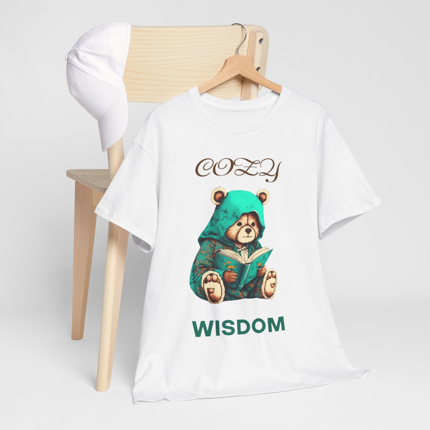 Cozy Wisdom Bear Tee | Unisex Heavy Cotton, Cute Animal Shirt, Perfect Gift for Book Lovers, Relaxed Vibe, Casual Style