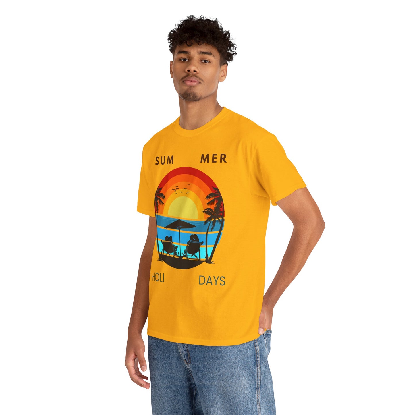 Summer Holidays Unisex Heavy Cotton Tee - Beach Vibes Graphic Shirt