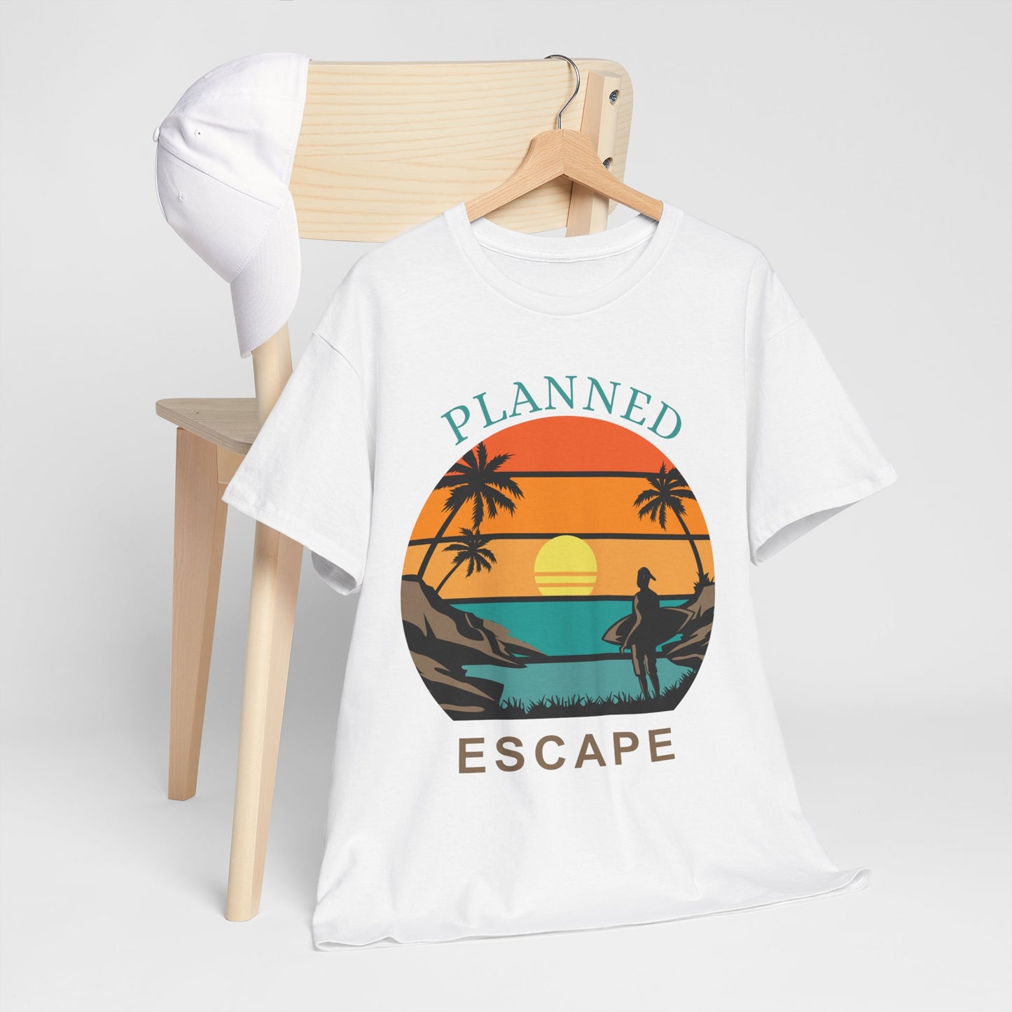 Planned Escape Unisex Heavy Cotton Tee - Perfect for Beach Lovers and Vacation Vibes
