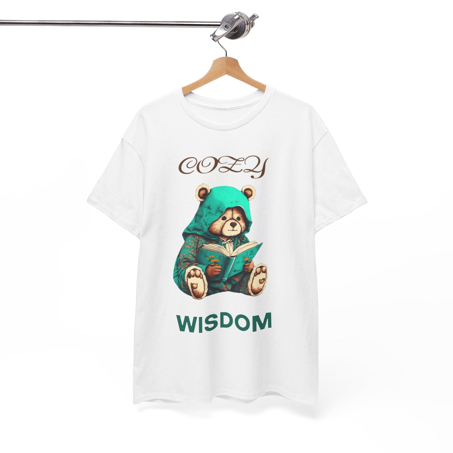 Cozy Wisdom Bear Tee | Unisex Heavy Cotton, Cute Animal Shirt, Perfect Gift for Book Lovers, Relaxed Vibe, Casual Style