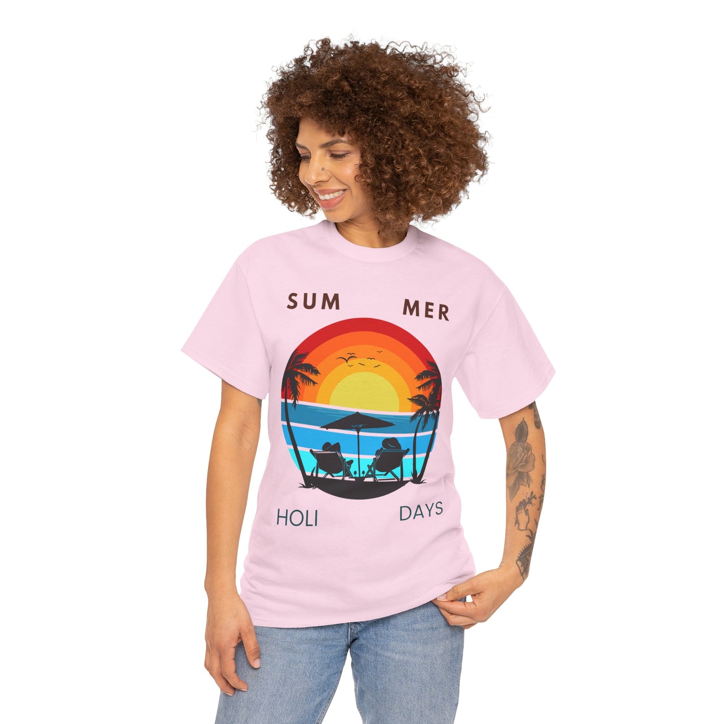 Summer Holidays Unisex Heavy Cotton Tee - Beach Vibes Graphic Shirt