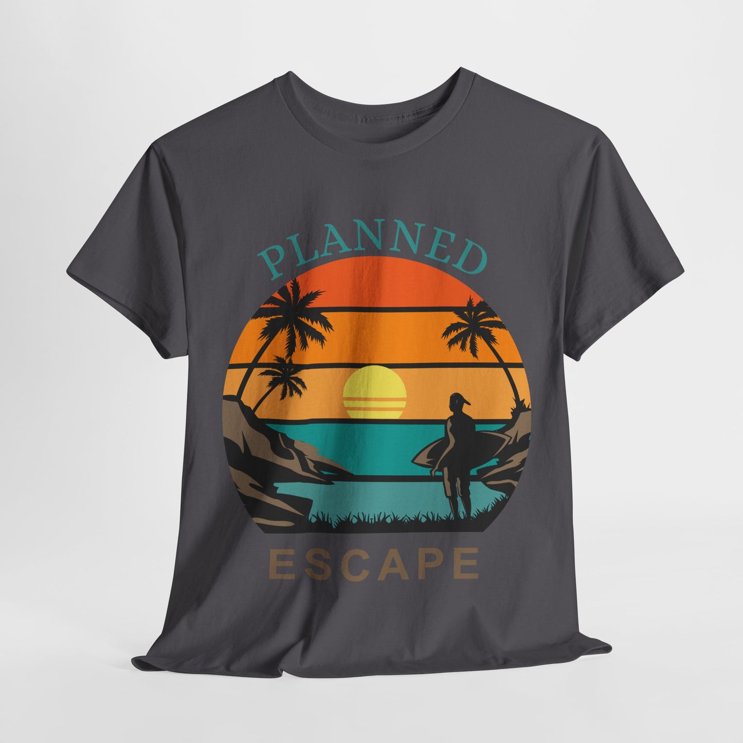 Planned Escape Unisex Heavy Cotton Tee - Perfect for Beach Lovers and Vacation Vibes