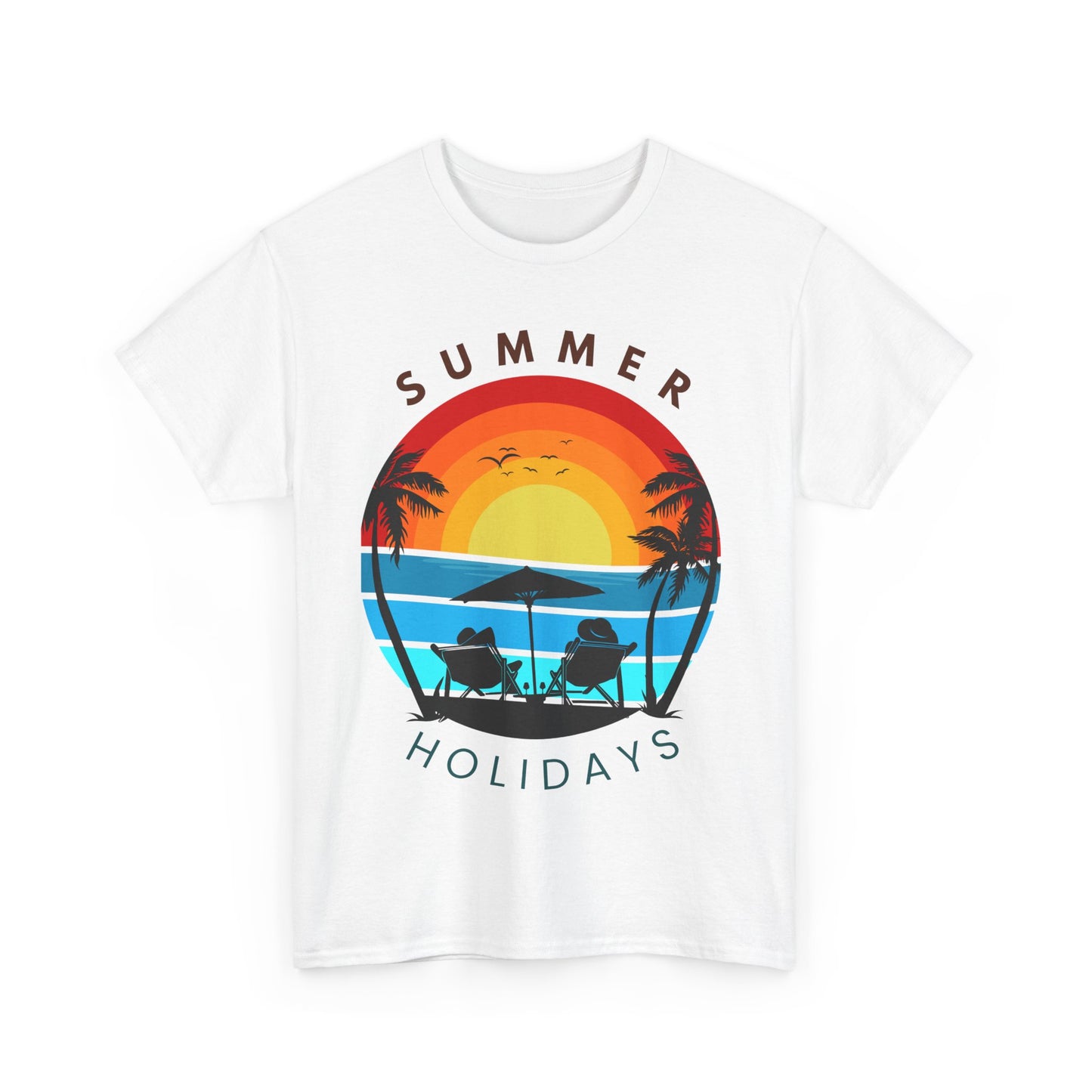 Summer Holidays Unisex Heavy Cotton Tee - Relaxing Beach Vibes Shirt
