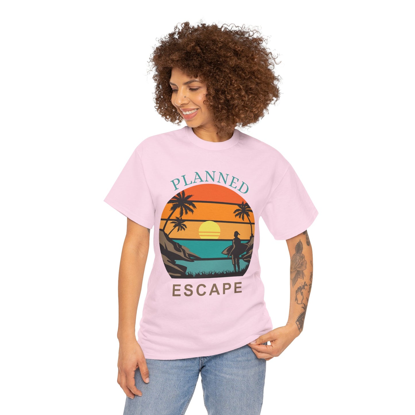 Planned Escape Unisex Heavy Cotton Tee - Perfect for Beach Lovers and Vacation Vibes