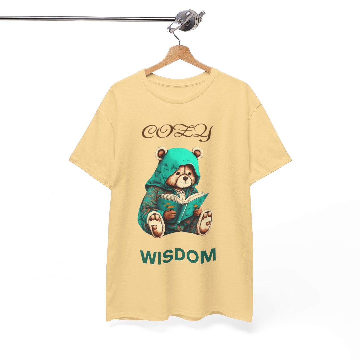 Cozy Wisdom Bear Tee | Unisex Heavy Cotton, Cute Animal Shirt, Perfect Gift for Book Lovers, Relaxed Vibe, Casual Style