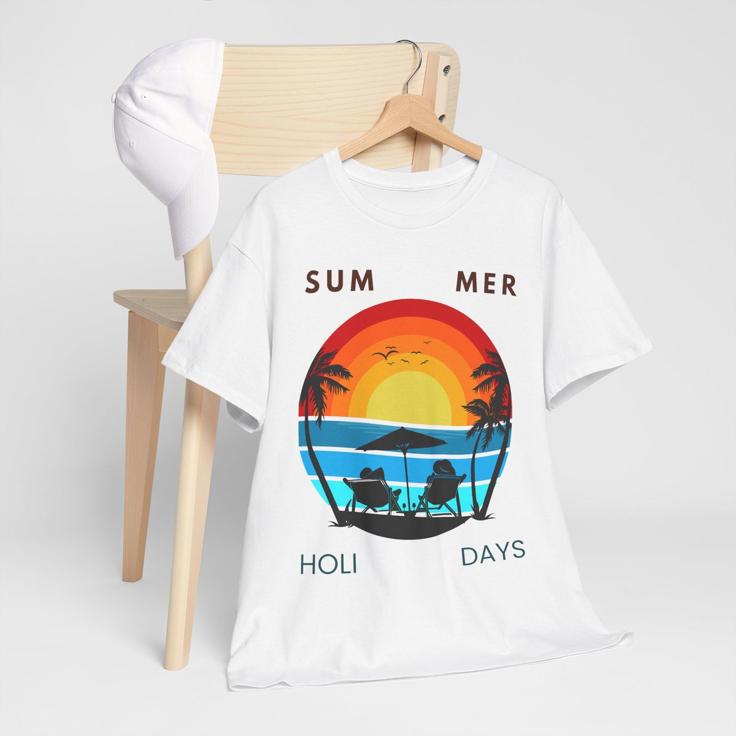 Summer Holidays Unisex Heavy Cotton Tee - Beach Vibes Graphic Shirt