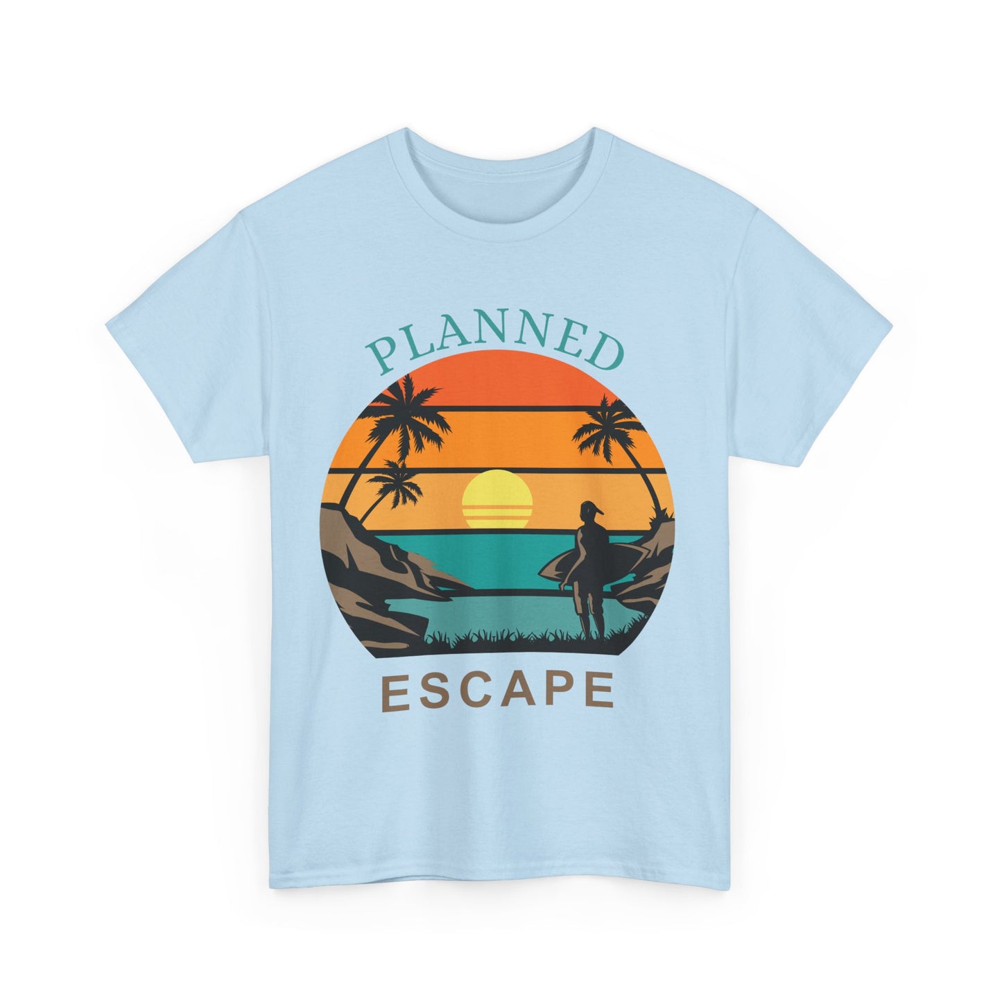 Planned Escape Unisex Heavy Cotton Tee - Perfect for Beach Lovers and Vacation Vibes