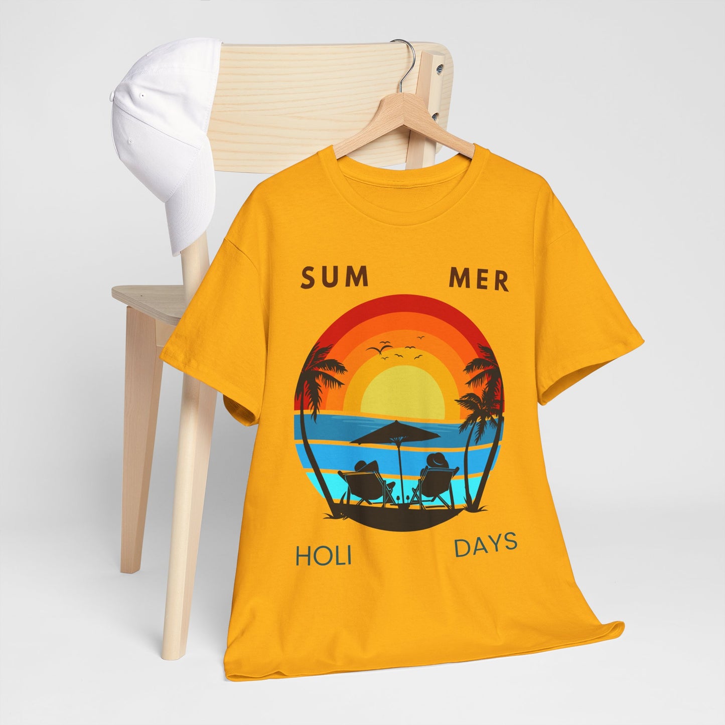 Summer Holidays Unisex Heavy Cotton Tee - Beach Vibes Graphic Shirt