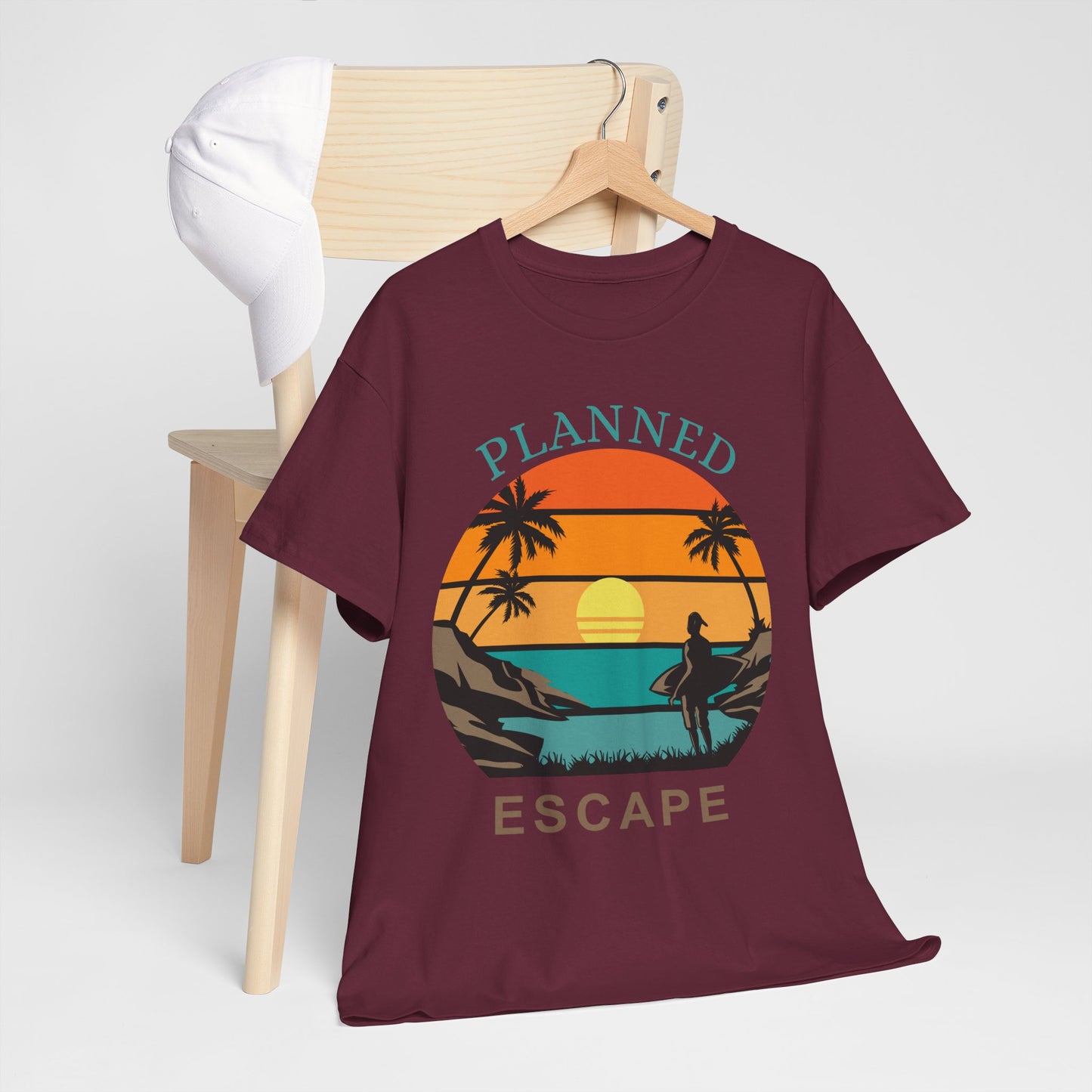 Planned Escape Unisex Heavy Cotton Tee - Perfect for Beach Lovers and Vacation Vibes