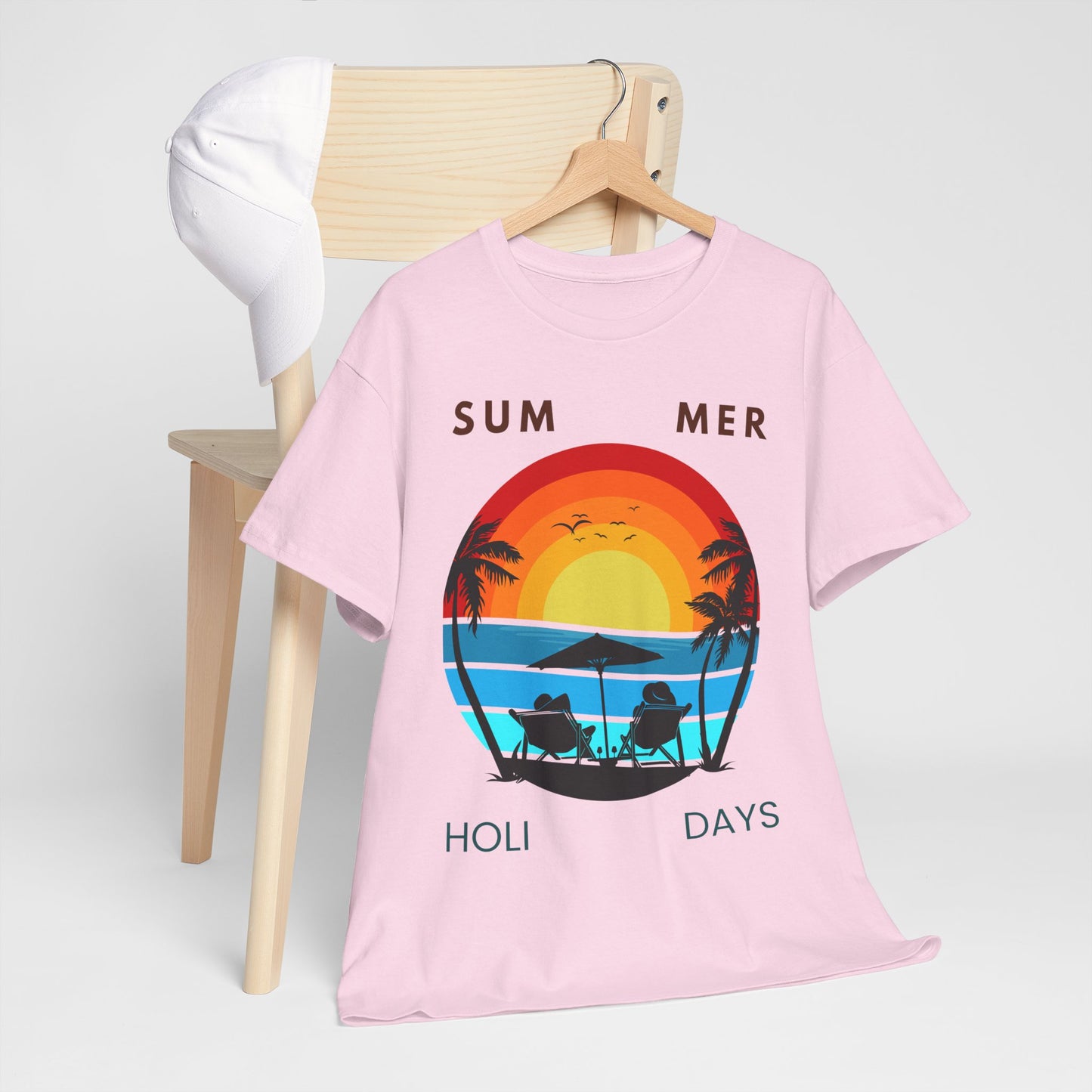 Summer Holidays Unisex Heavy Cotton Tee - Beach Vibes Graphic Shirt