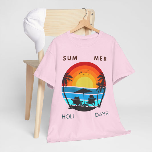 Summer Holidays Unisex Heavy Cotton Tee - Beach Vibes Graphic Shirt