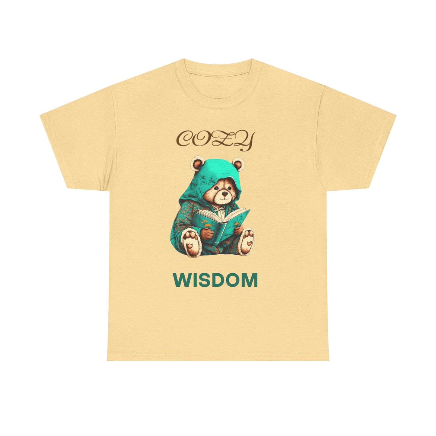 Cozy Wisdom Bear Tee | Unisex Heavy Cotton, Cute Animal Shirt, Perfect Gift for Book Lovers, Relaxed Vibe, Casual Style