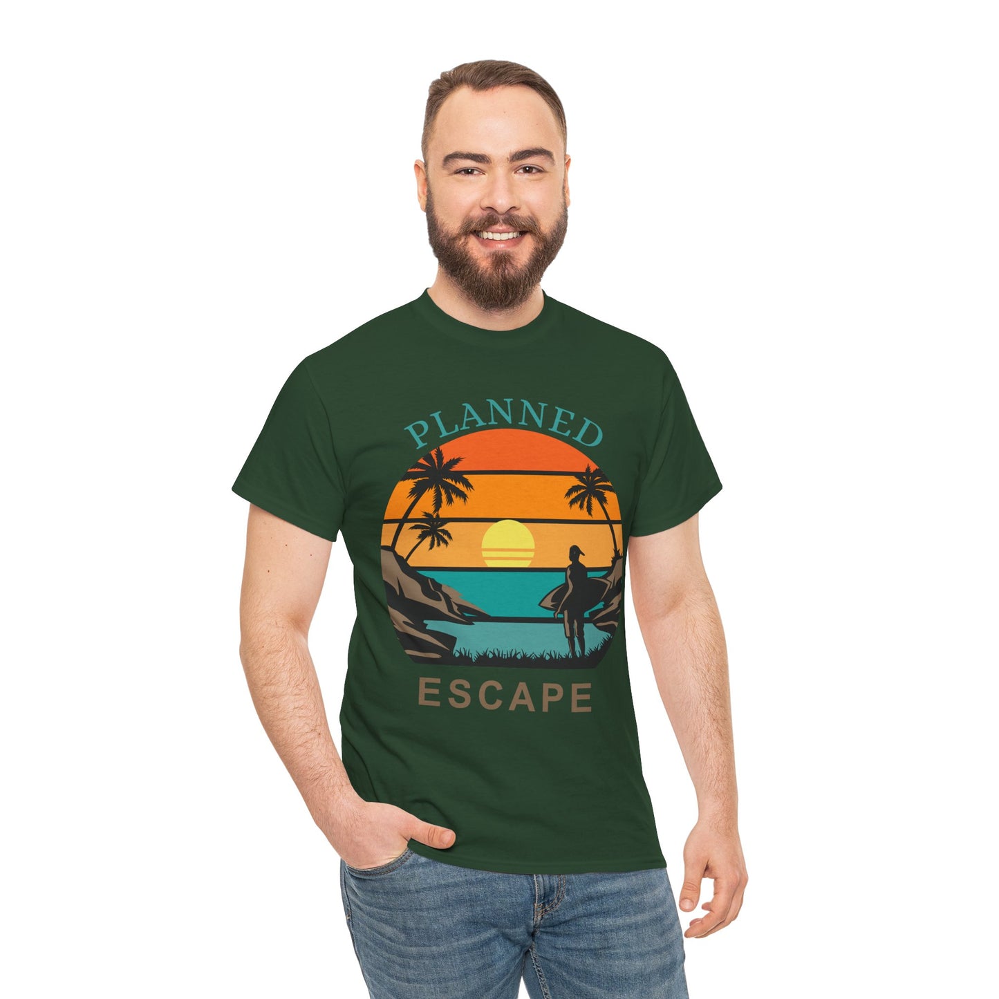 Planned Escape Unisex Heavy Cotton Tee - Perfect for Beach Lovers and Vacation Vibes