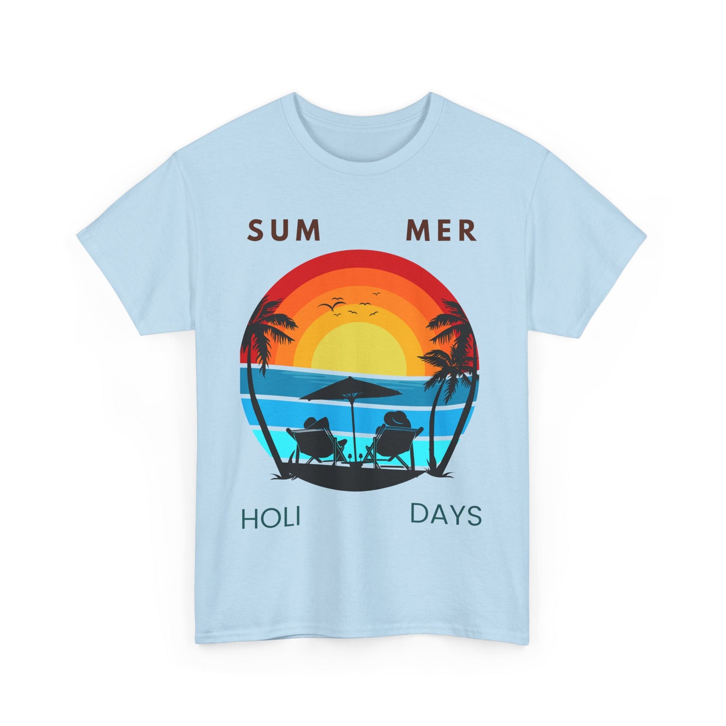 Summer Holidays Unisex Heavy Cotton Tee - Beach Vibes Graphic Shirt