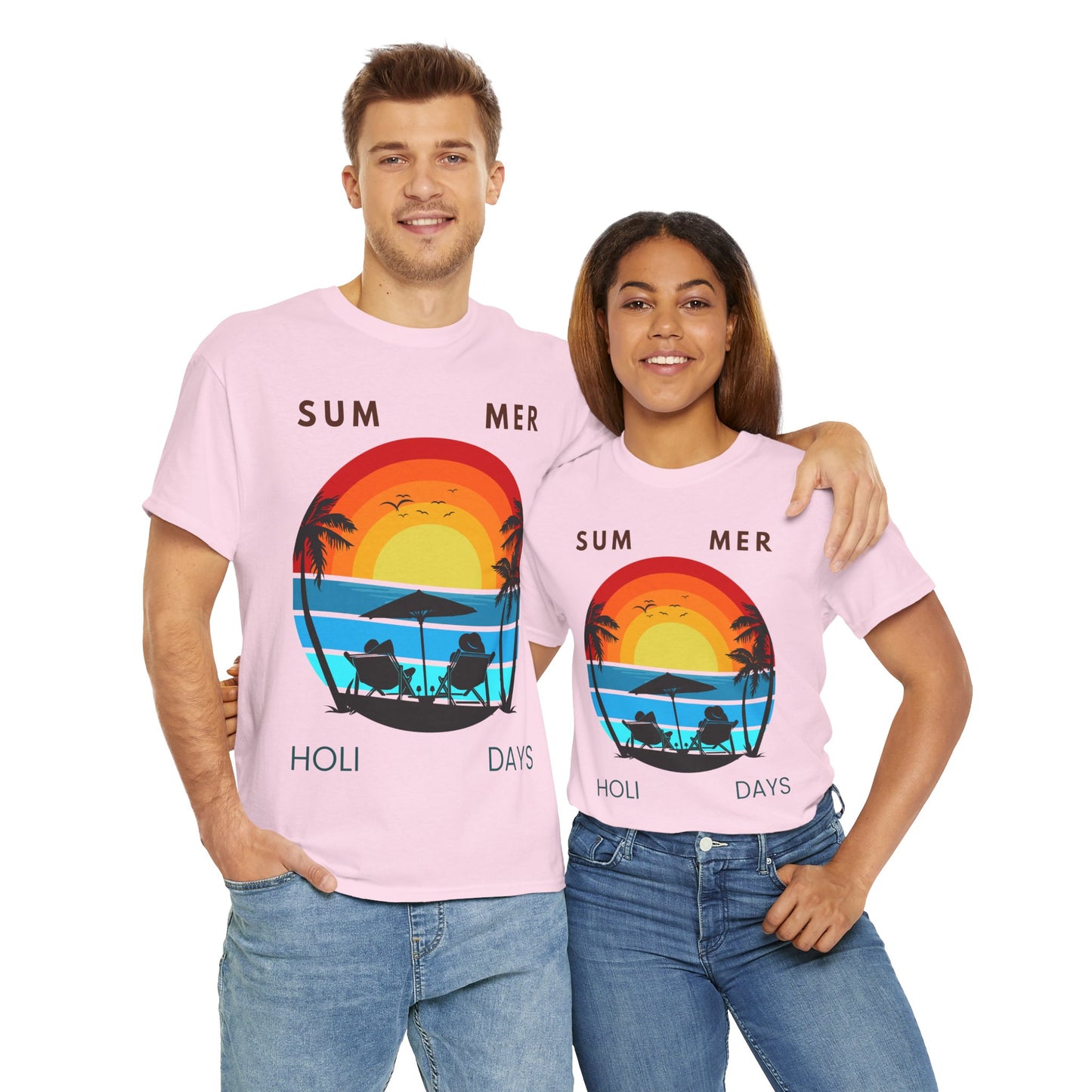 Summer Holidays Unisex Heavy Cotton Tee - Beach Vibes Graphic Shirt