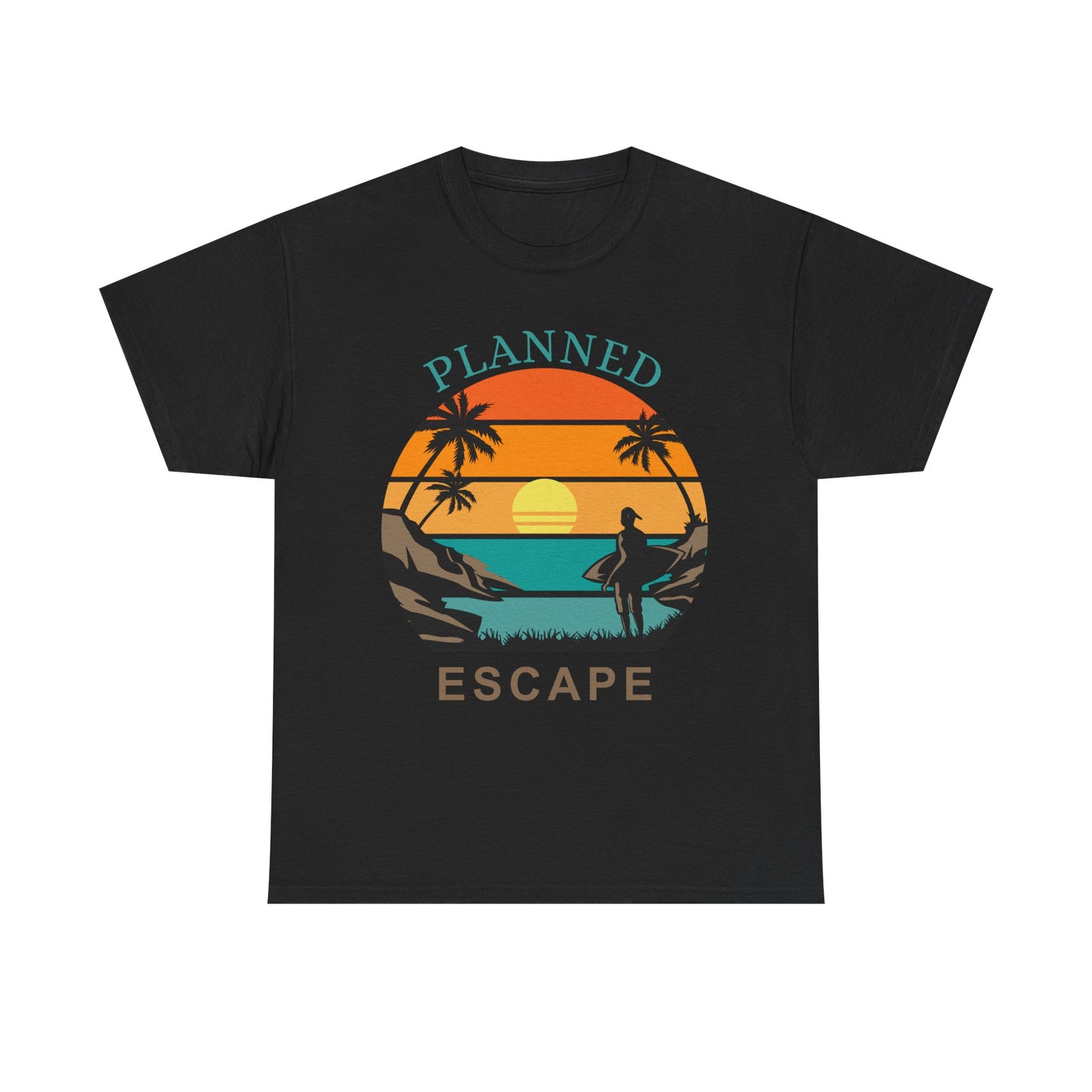 Planned Escape Unisex Heavy Cotton Tee - Perfect for Beach Lovers and Vacation Vibes