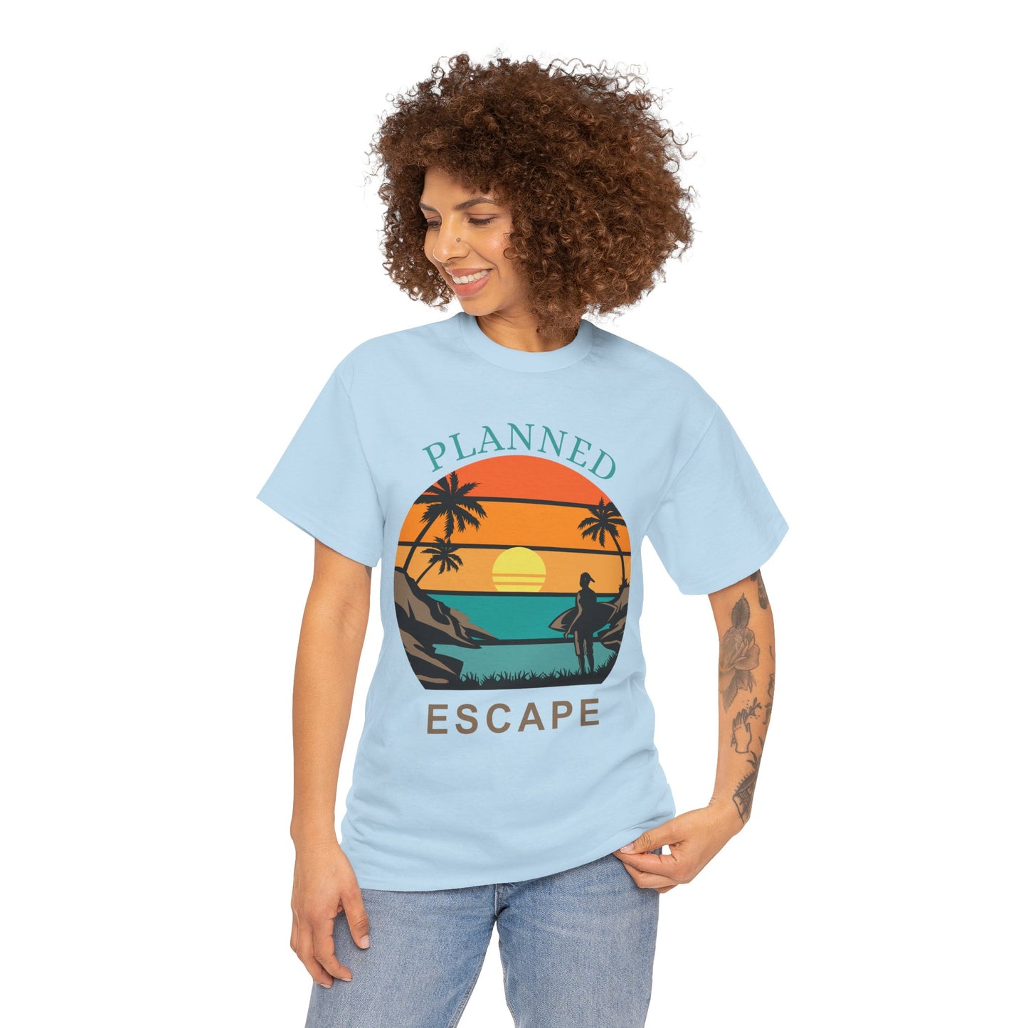 Planned Escape Unisex Heavy Cotton Tee - Perfect for Beach Lovers and Vacation Vibes