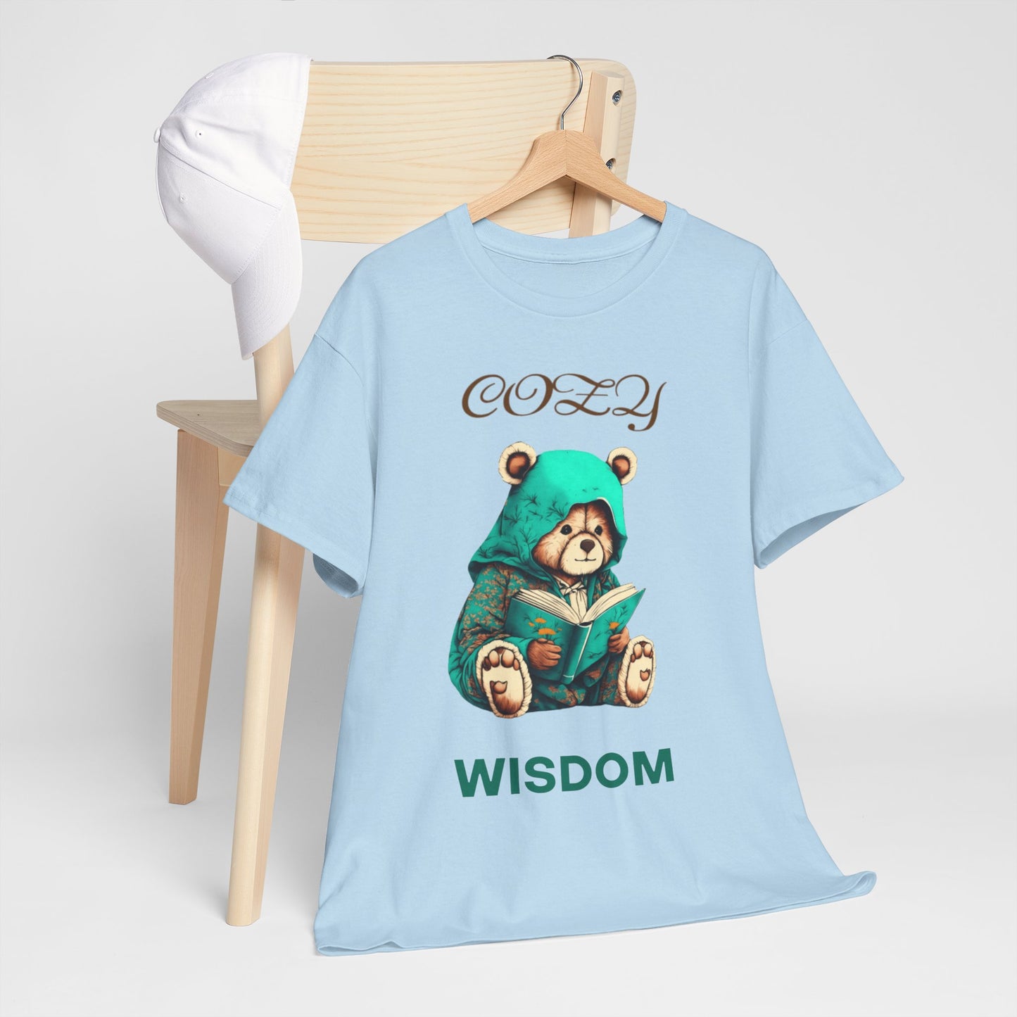 Cozy Wisdom Bear Tee | Unisex Heavy Cotton, Cute Animal Shirt, Perfect Gift for Book Lovers, Relaxed Vibe, Casual Style