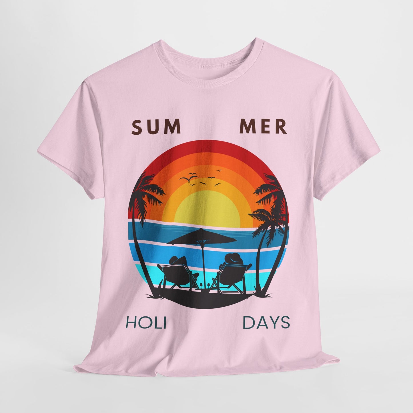 Summer Holidays Unisex Heavy Cotton Tee - Beach Vibes Graphic Shirt